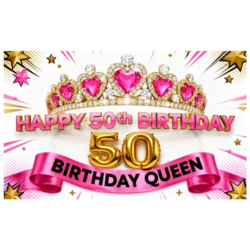 Birthday Backdrop Gold Number Balloons Birthday Celebration Display 50th Celebration Banner Pink 50th Birthday Display