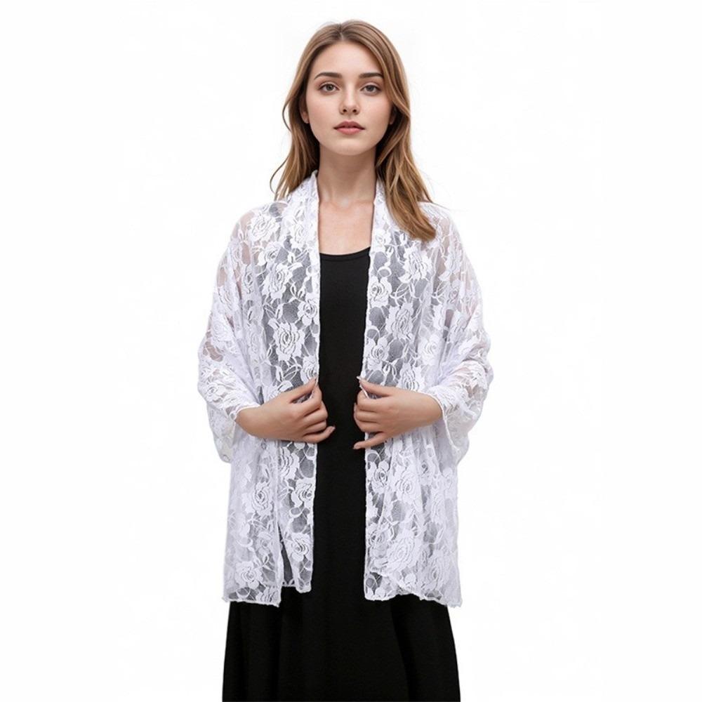 Rose Lace Shawls Sheer Evening Dress Scarf Practice Long Wrap  Women
