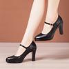 Fashion GKTINOO Lady Pumps Pointed Toe Office Lady Pumps Buckle Strap Platform High Heels Women Shoes Plus Size Genuine Leather Shoes