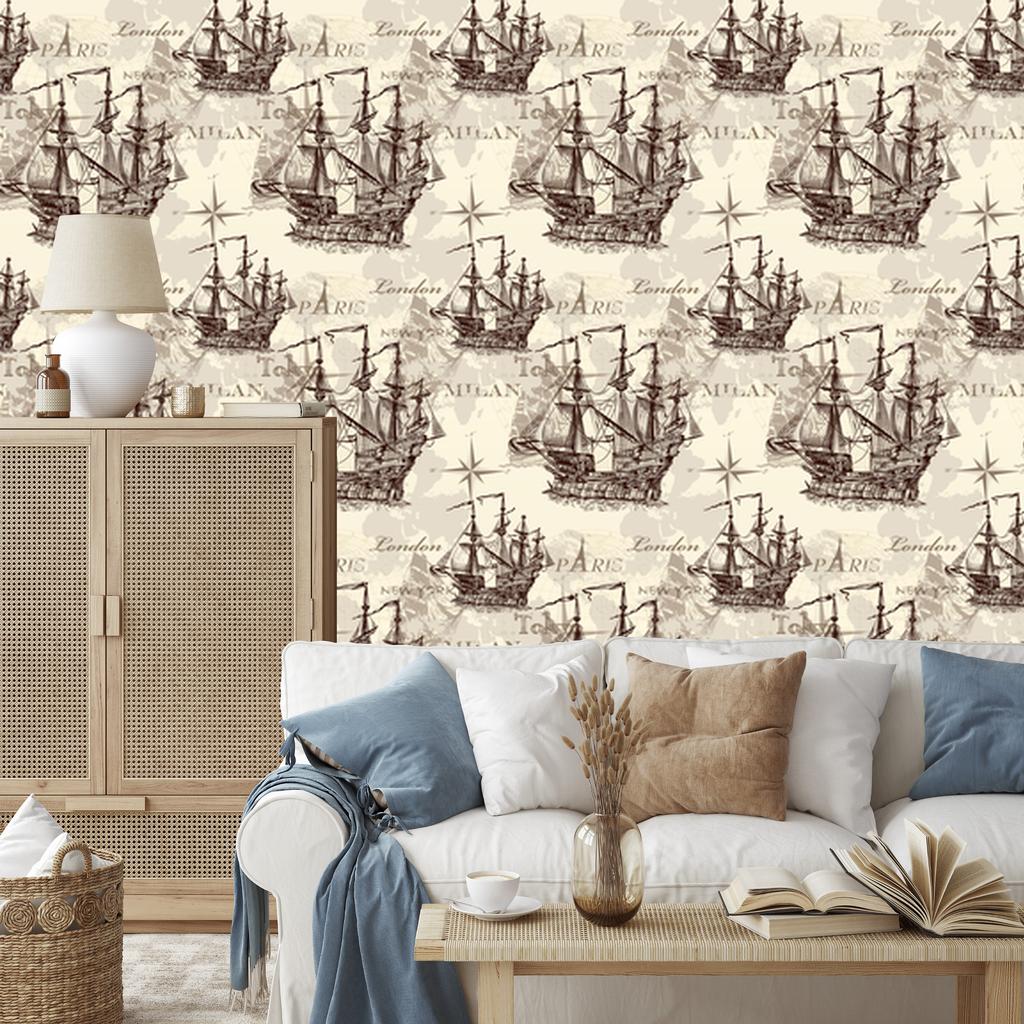 Wallpaper Historic sailing ships for living room and bedroom 50x1000