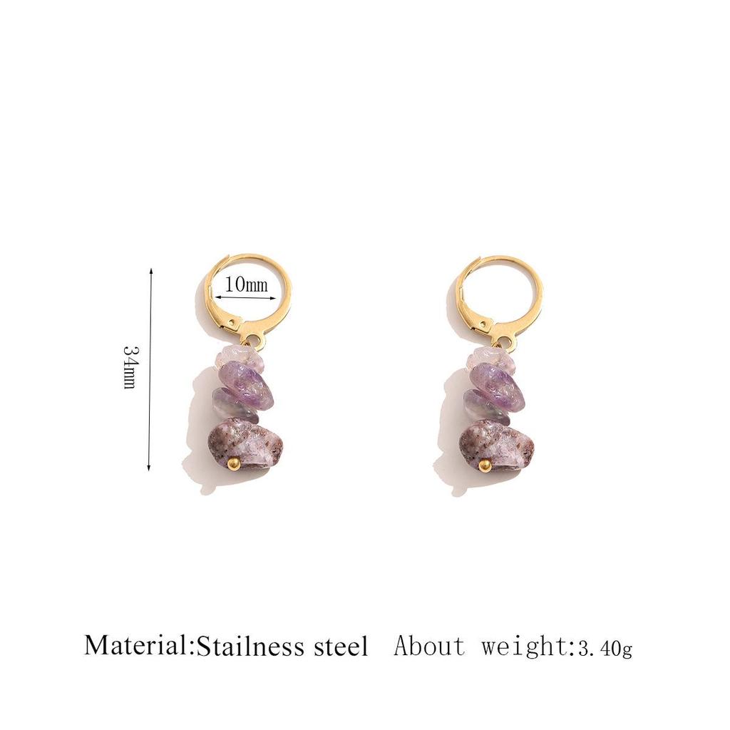 Elegant Natural Stone Irregular Stud Earrings - Versatile Niche Jewelry Set