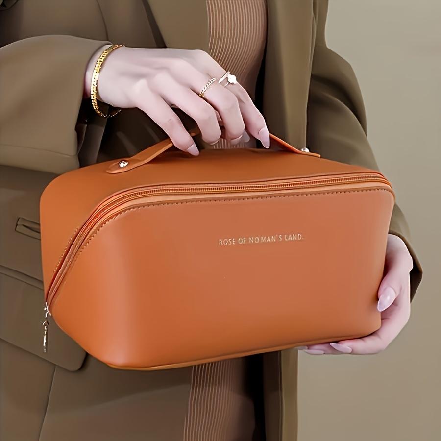 

Модная косметичка из искусственной кожи, портативная дорожная сумка для хранения, вместительная косметичка с отделением для классификации чёрный