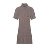 Womens Slim Fit Solid Color Knit Mini Dress High Neck Short Sleeve Street Chic Everyday Wear