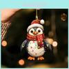 Christmas Penguin Acrylic Car Mirror Ornament With Cartoon Style For Car Interior Decor