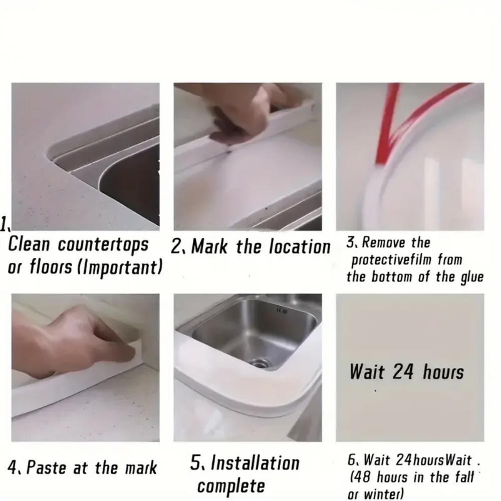 1pc 2mX1.6cm bathroom water stop strip, self-adhesive flexible multifunctional water stop strip, anti slip water stop strip