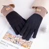 1 Pair Unisex Winter Gloves Knitted Thick Warm Color Matching Touch Screen Anti-slip Elastic Soft Warm Thick Plush Cycling Riding Gloves