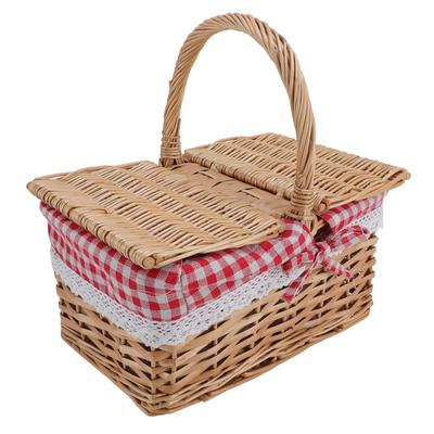 Cesto da Picnic con Coperchio Manico Rivestimento Rimovibile Multifunzione Cesto da Giardino per Fiori Frutta Verdura