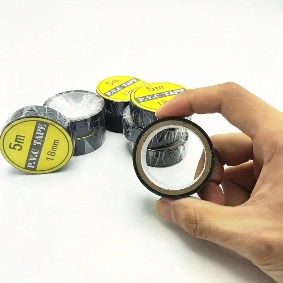 5/10/20/ Pcs 5 Meters 18mm Diameter Black Electrical Tape High-temperature Resistant Plastic Insulating Tape Electrical Tape