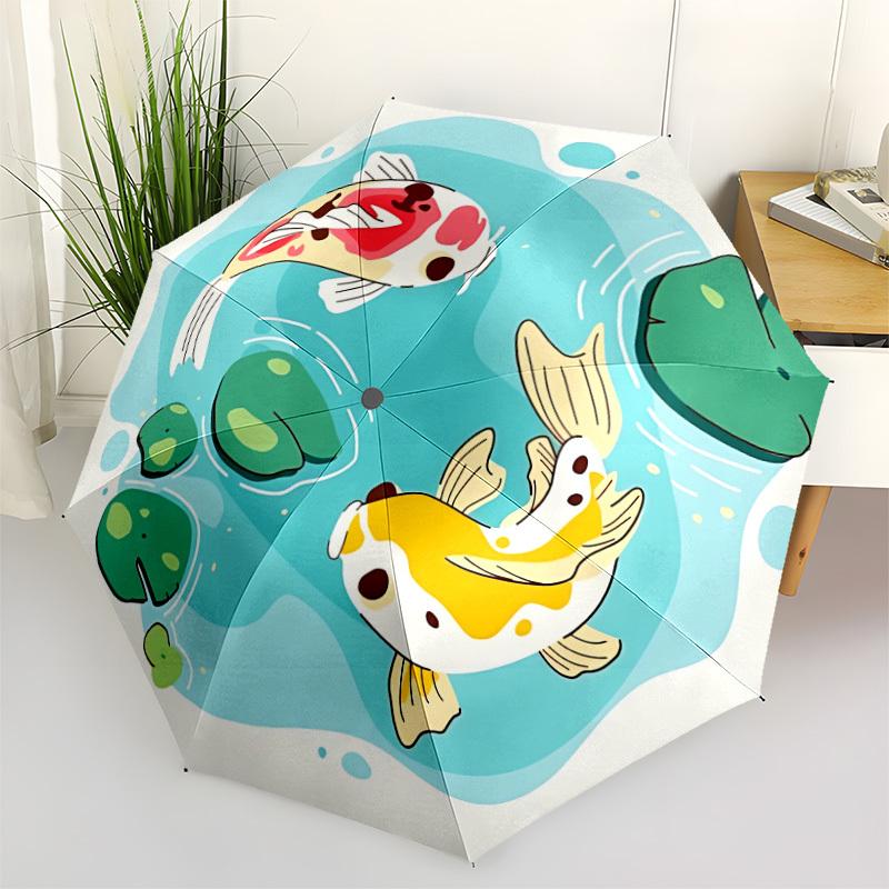 

1pc Koi Pond Automatic Open/close Folding Umbrella, Compact Portable Travel Umbrella, Cute Umbrella, Durable Construction yy260328009