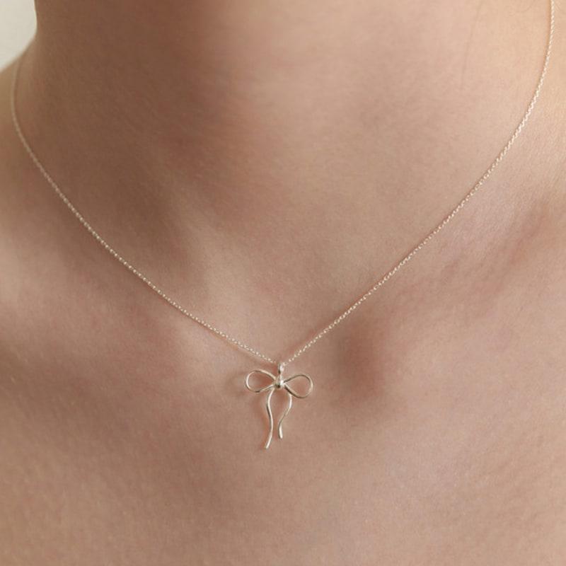 

TATIANA (925 Silver) French Ribbon Tie Necklace NZ2174 Gold Plated