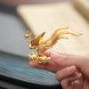 Golden Auspicious Zinc Zinc Zinc Alloy Antique Home Decor Crafts Phoenix Figurine Incense Stick Holder