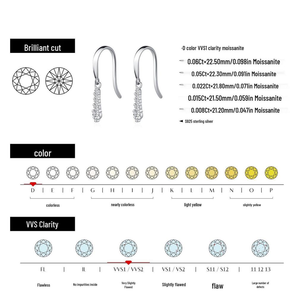 MODIAN D-Color Moissanite Water Drop S925 Silver Earrings, Elegant Paved Diamond Ear Hooks for Women