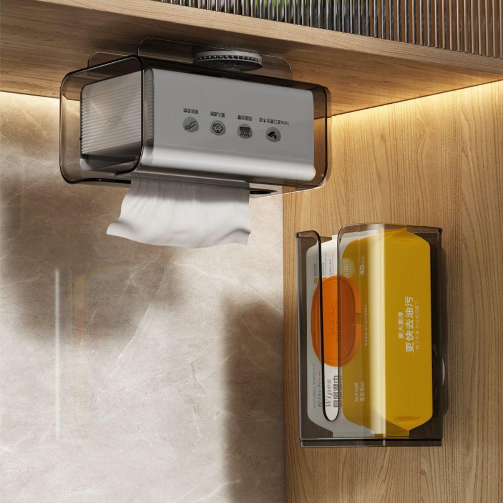 Punch-Free Suction Cup Tissue Box Waterproof Clear Paper Towel Storage Rack Removable Space Saving Toilet Paper Holder Toilet