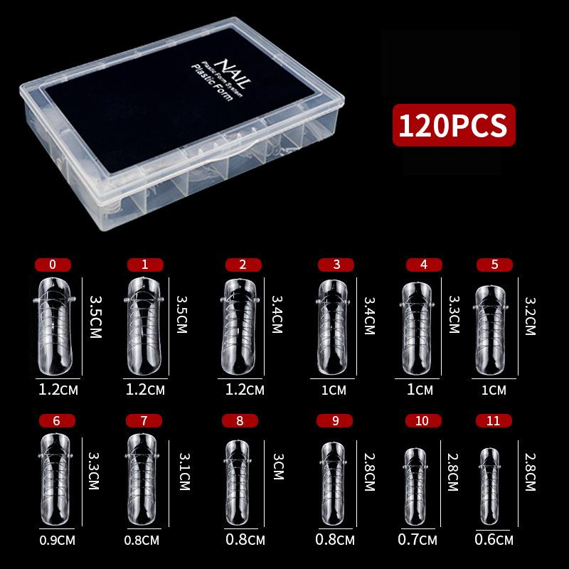 120Pcs Box-Packed Nail Mold Extension Paperless Tray Extension Nail Plate Ultrathin Reusable Transparent With Scale