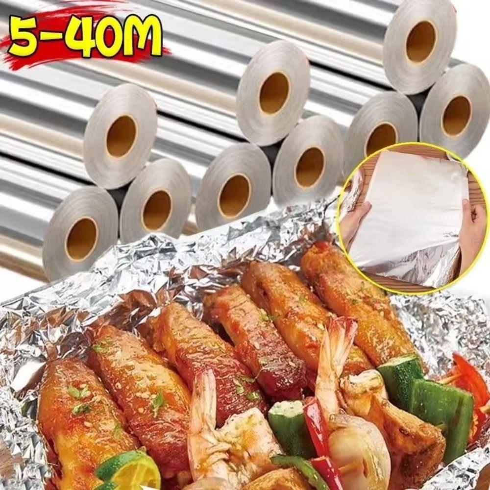 5m/10m/20m Einweg-Alufolienpapier Lebensmittelqualität Antihaft-Grillfolie Verdickt Hitzebeständiges Backpapier