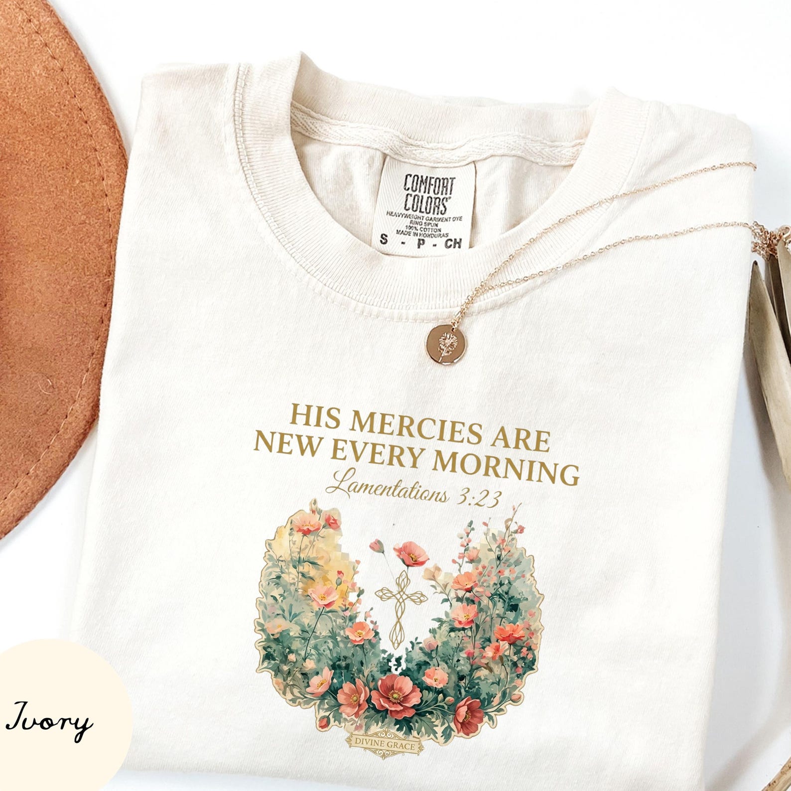 Comfort Colors® Bible Verse Shirt, His Mercies Are New Every Morning, Faith Based Shirt, Christian Apparel, Christian Shirt, Religious Shirt L