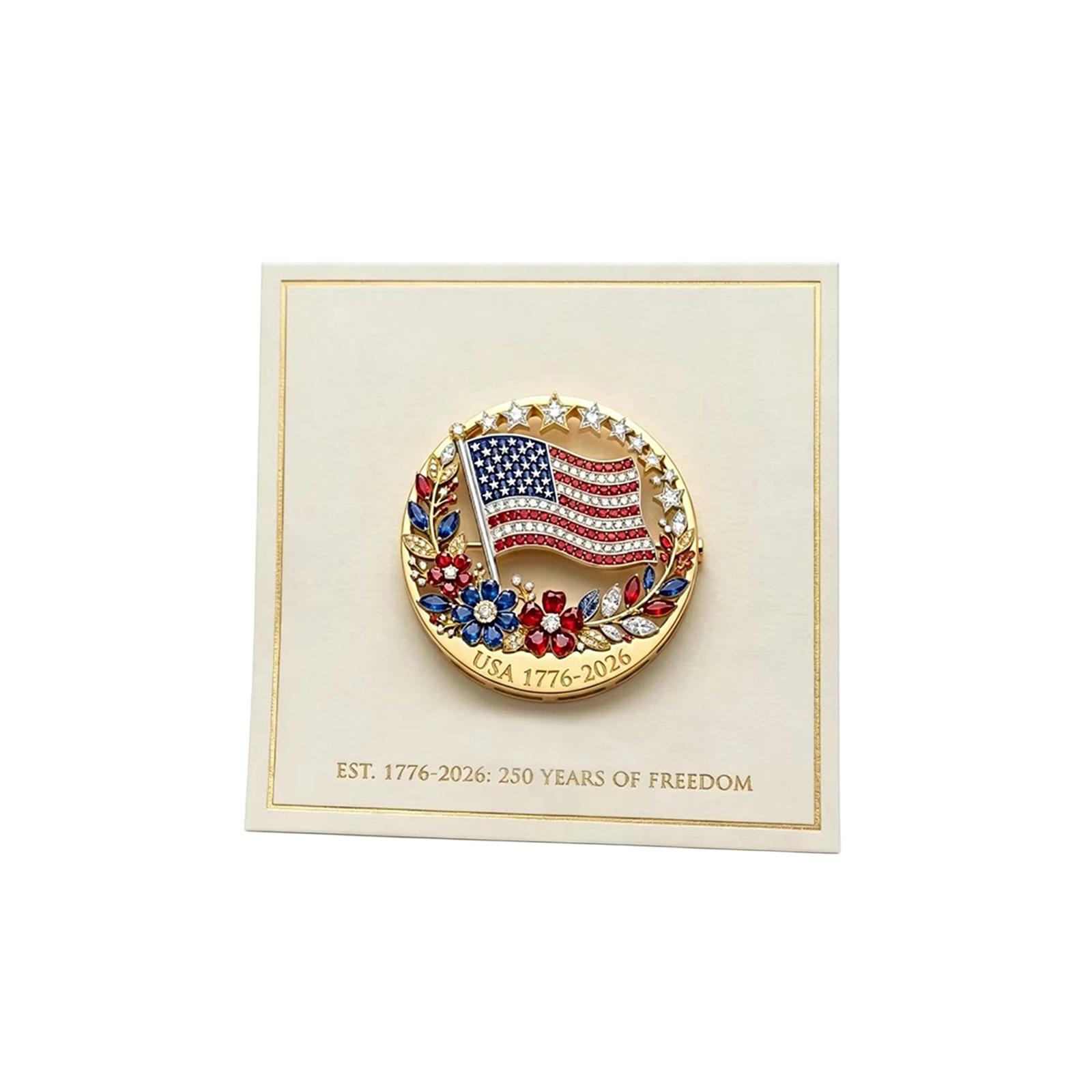 

Commemorative 250th Anniversary Lapel Pin Featuring American Flag Design with Decorative Elements and Inscription Suitable for Independence Day Events One Size