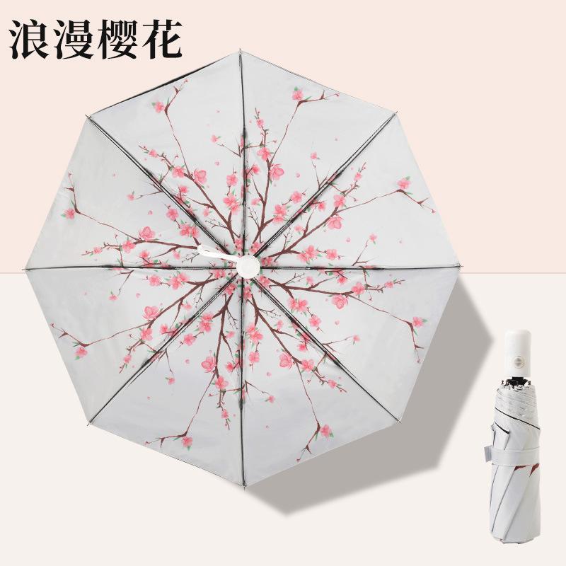 

Двухслойный зонт из винила с цветочным узором, модный зонт от непогоды и дождя, тройная защита от солнца, зонт с козырьком от ультрафиолета