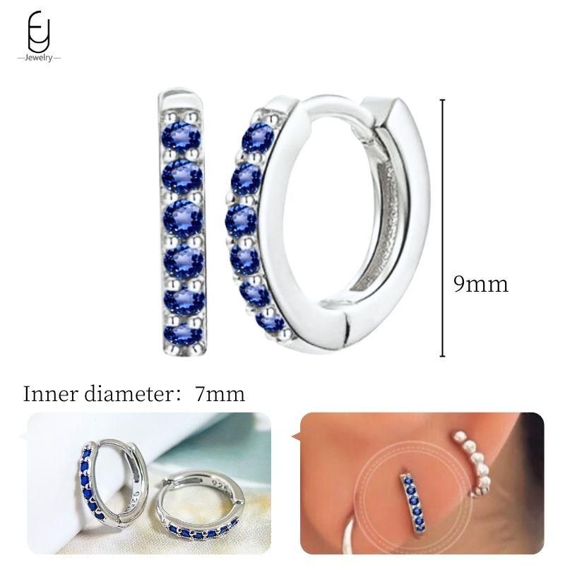925 Silver Ear Buckles Fashion Hoop Earrings Dark Blue Crystal Pendant Gold Earrings High Women's Jewelry Luxury Gifts