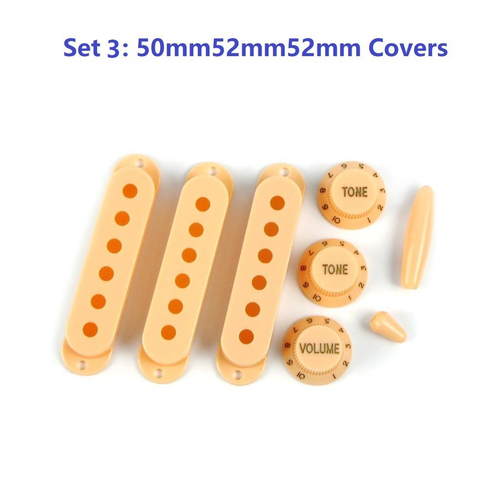FLEOR Set of Yellow Plastic ST Single Coil Pickup Covers + Electric Guitar Knobs 2T1V+Switch Tip+Whammy Bar Tip