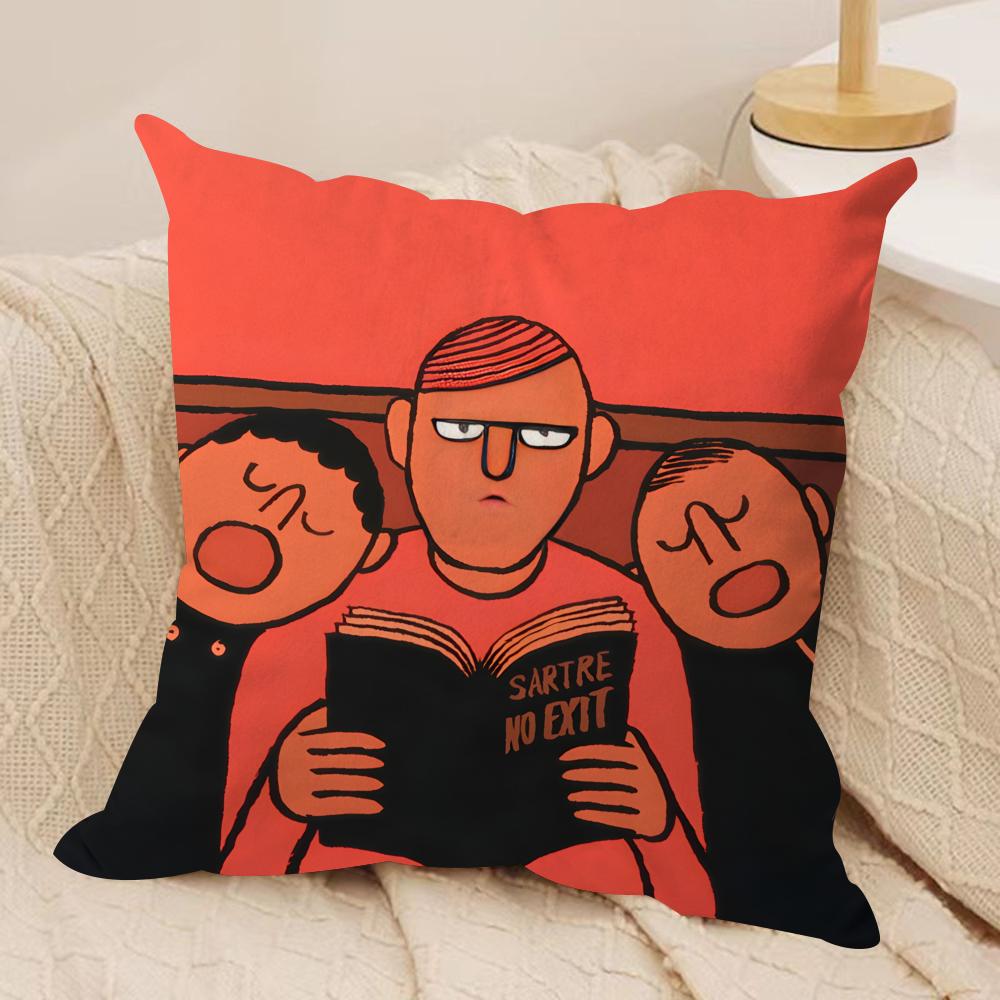 Aesthetic Art JJeanJullien Cushion Cover Silky Short Plush Invisible Zipper Dustproof Sofa Pillow Case For Home Decor