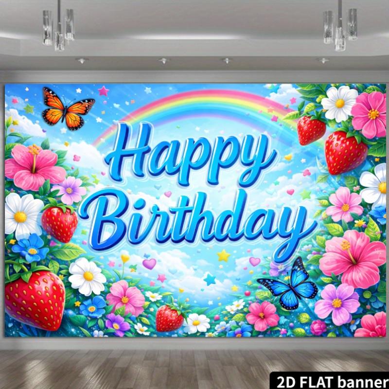 2D plane 1 piece of birthday background cloth with blue sky and white clouds made of polyester material.