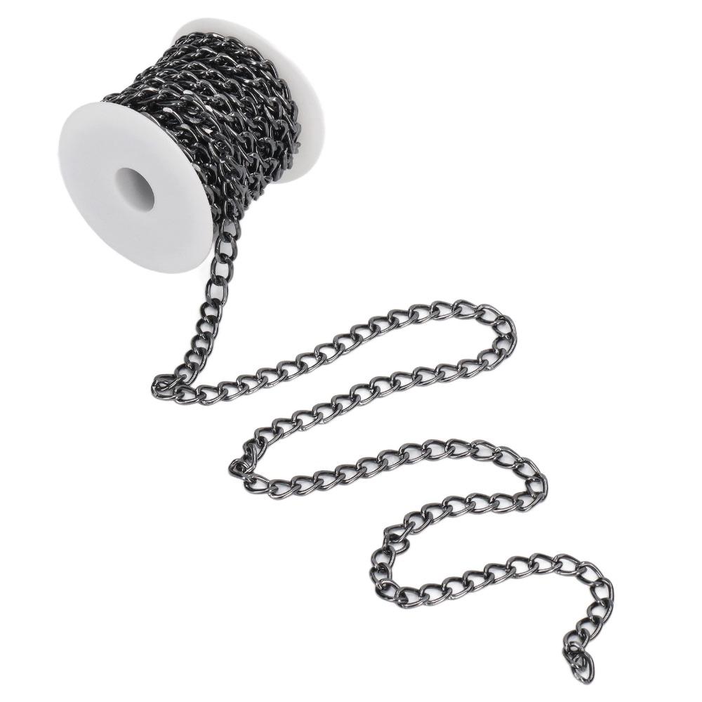Twisted Chain Curb Chain Black Plated Chain Spool Jewelry Tools Chain Roll  DIY Crafts