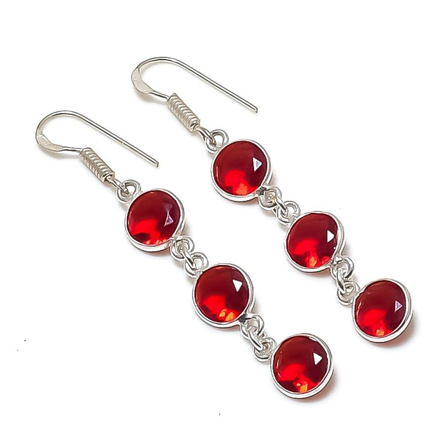 

Натуральний мозамбікський гранат 925 проби Срібло Ювелірна сережка 2,25 AEE-11257