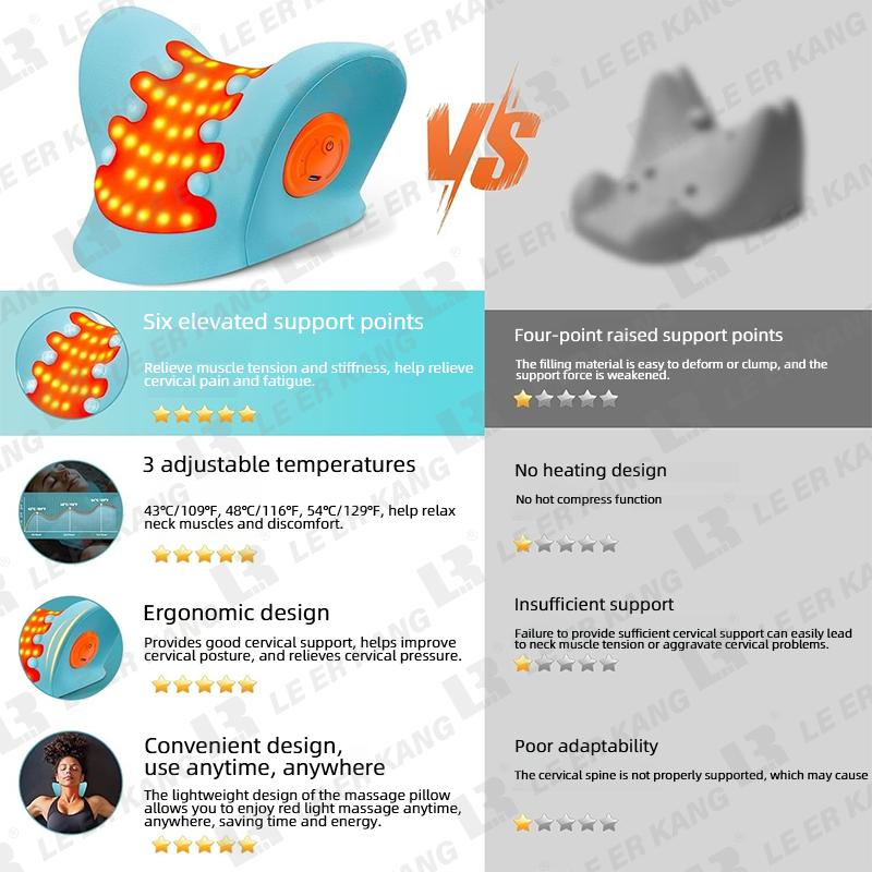 Sleep Pillow Cervical Traction Device Red Light Hot Compress Neck Shoulder Massage Cushion Relax Neck Muscles