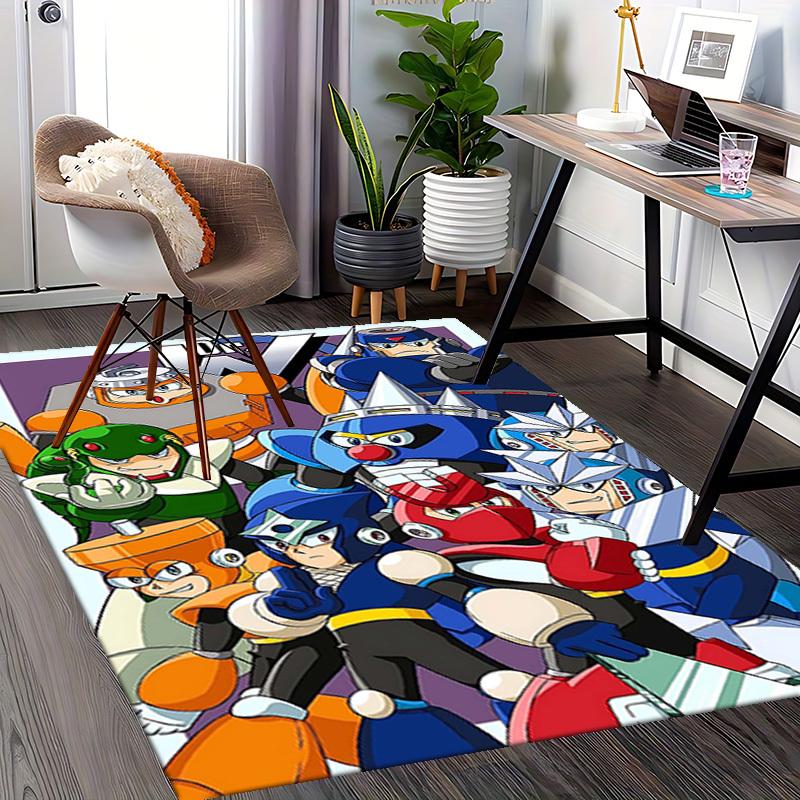 1pc Anime Mega Man Chair Mat - Office Desk Carpet, Non-Slip Rug for Home Decor, Gaming Room, Bedroom, Living Area, Birthday Gift, Seasonal Decoration.