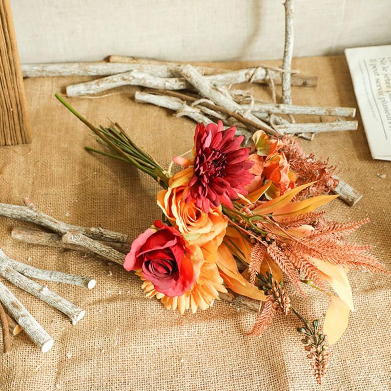 NUOLUX Artificial Flowers, Thanksgiving and Fall Bouquet, 44cm, for Indoor and Outdoor Use, Decorative Faux Flowers for Home and Party Decor