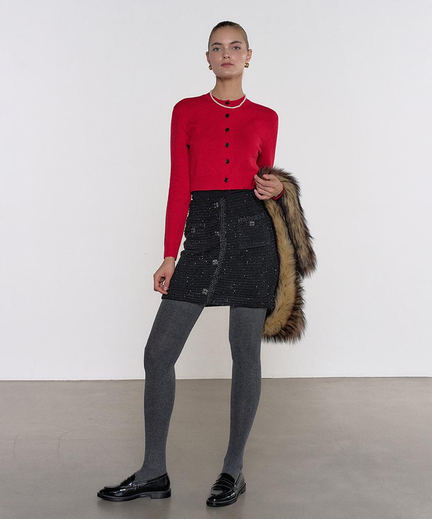 Pilot Sequin Wool Knit Skirt (2 Colors)