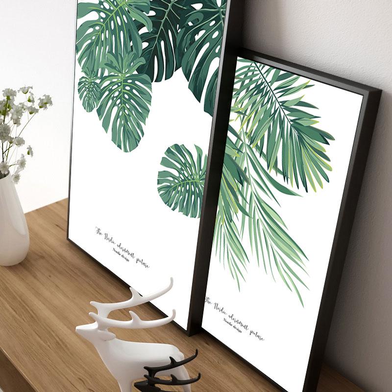 Nordische grüne Pflanze Monstera Leinwandgemälde handgemalte Blätter Wandkunst Poster einfache Bilder für Raumdekor Druckdekoration