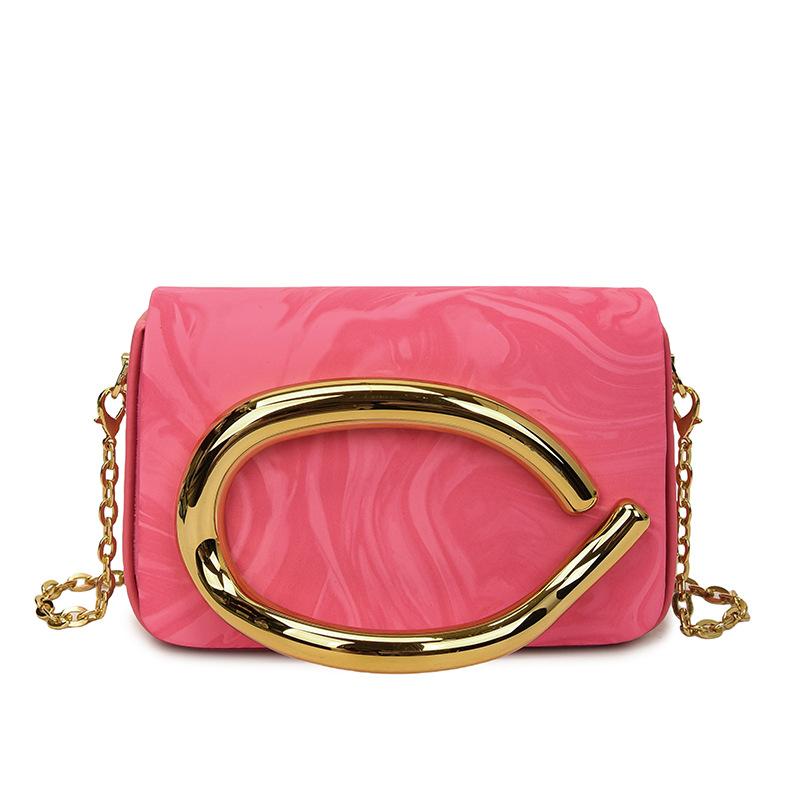 This year's popular bag 2025 new European and American fashion metal wrist box bag women's chain crossbody small square bag