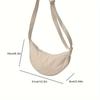 Casual Minimalist Crescent Zipper Shoulder Bag, All-Match Versatile Handbag For Daily Use, Sports Bag