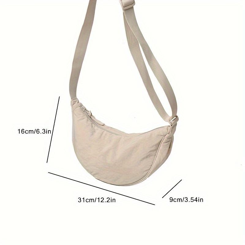 Casual Minimalist Crescent Zipper Shoulder Bag, All-Match Versatile Handbag For Daily Use, Sports Bag
