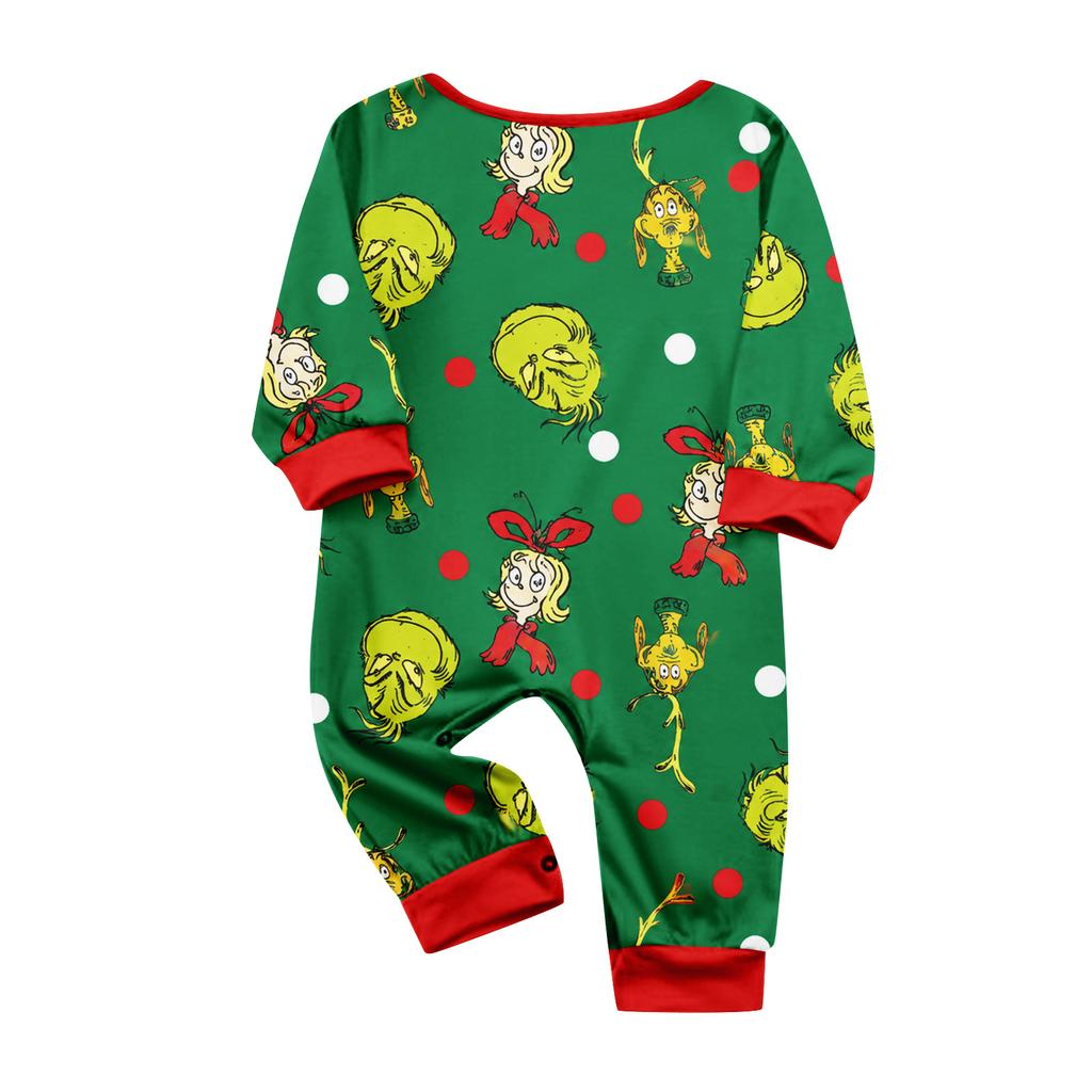 Matching Family Printed Neck Long Sleeve and Long Pants Loungewear Set