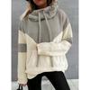 Color Block Drawstring Hooded Sweater, Casual Long Sleeve Pullover Sweater With Pocket, Women's Clothing