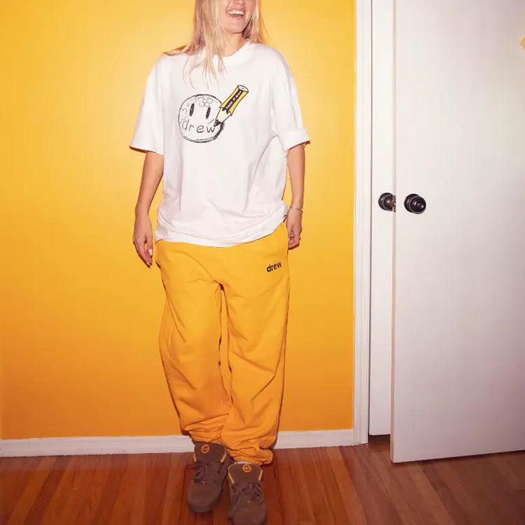 Drew House Letter Logo Series Knitted Sweatpants Unisex Yellow Moderate Cuffed Pants DR-SS20-77