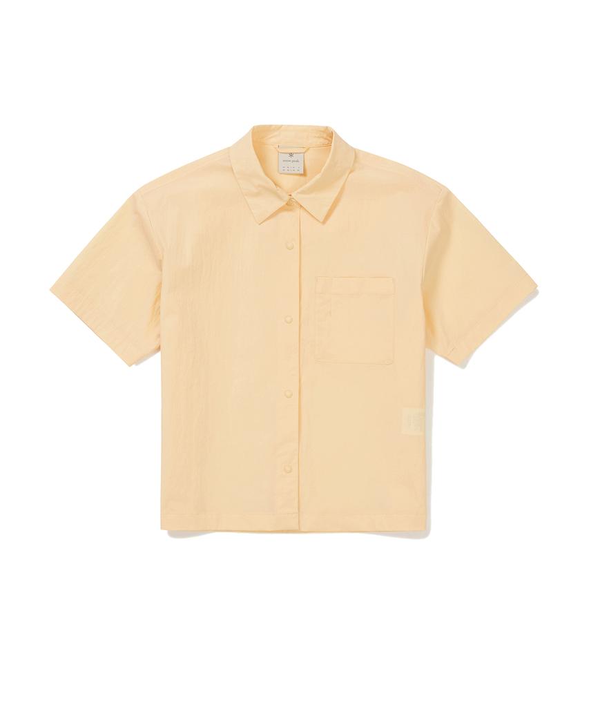 SNOWPEAK Root Women's Semi Crop Pocket Short Sleeve Shirt Luminous Yellow (S24MWRSH61)