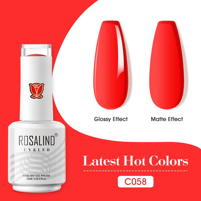 ROSALIND 15ml Nail Gel Polish Semi Permanent Soak Off UV Gel Nail Polish Base Top Coat Gel Polish