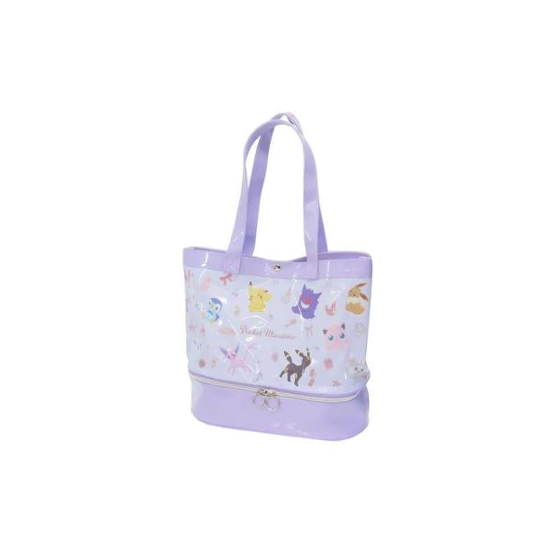 

pocket monster 2 layer tote bag With bottom zipper pocket purple