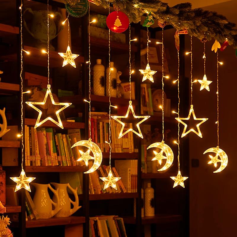 Solar-Powered LED Star String Lights for Outdoor Christmas Decorations