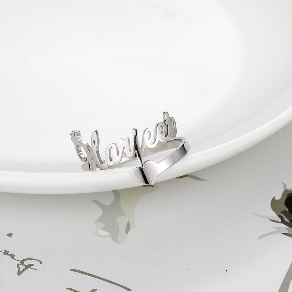 Heart Custom Rings Women Adjustable Stainless Steel Personalized Nameplate Wedding Ring Jewelry Gift