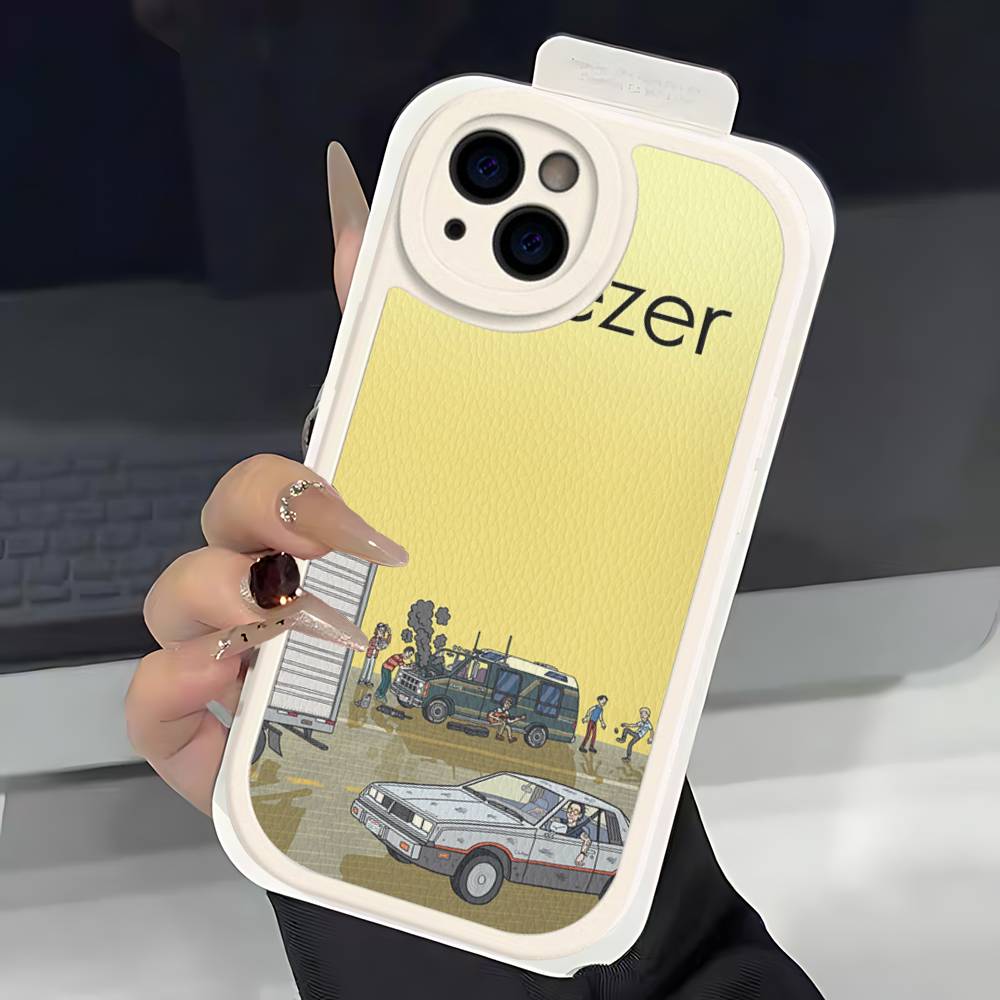 Rock W-Weezer Kapela Pouzdro na telefon Pro IPhone 16 15 14 13 12 11 Pro Max Plus Měkký kožený kryt