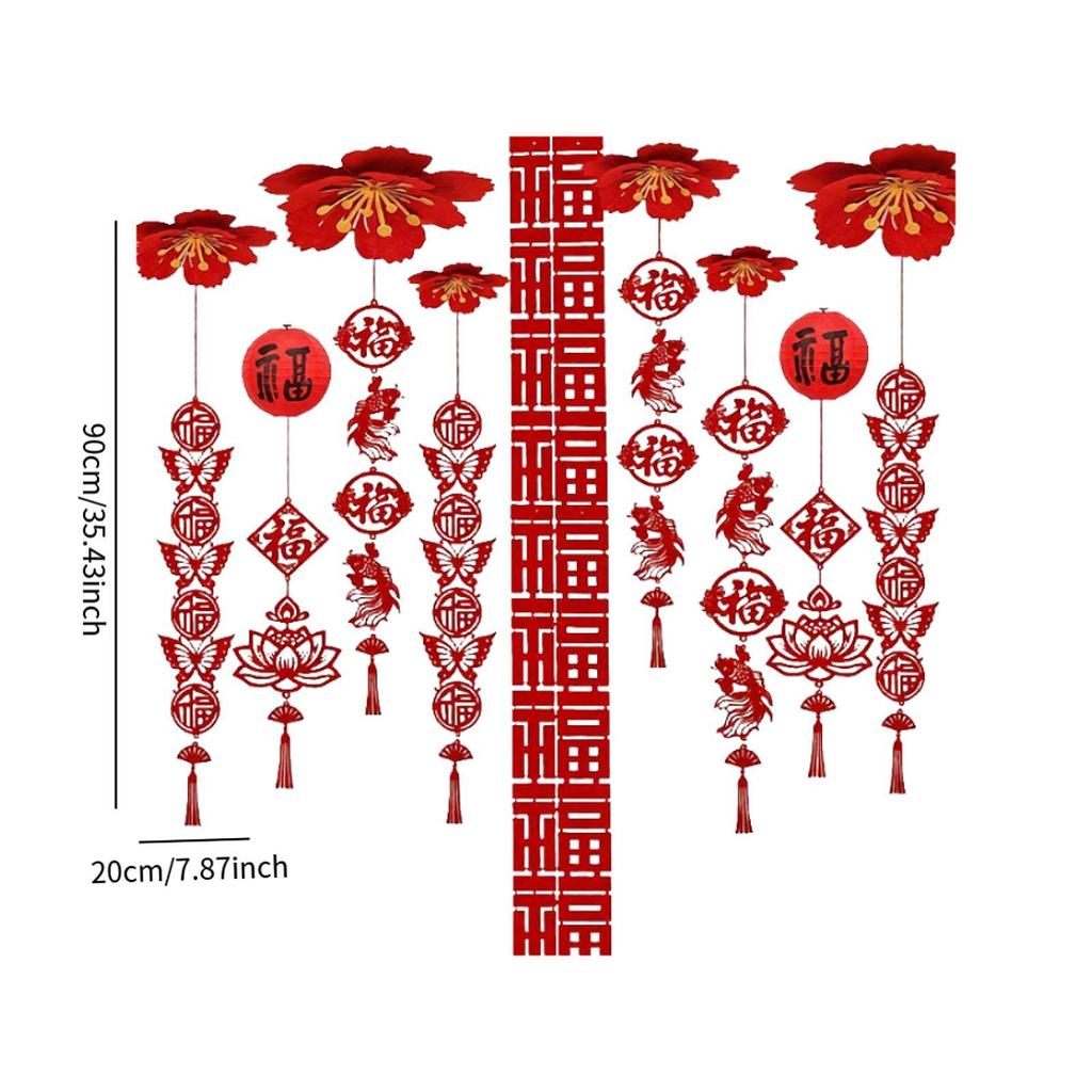Elegant Felt Red Lucky Horse Tassel Pendant Ceiling Decoration Ornament for Lunar New Year Party Celebration