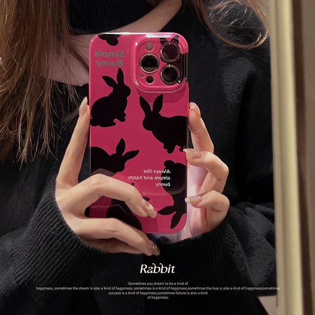 

Happy Bunny Retro Rabbit Black Ins Jane противоударный жесткий чехол для телефона для Iphone 13 12 Promax 14 11 Pro Max 7 8 Plus Xsmax Xr X for iphone 7 8