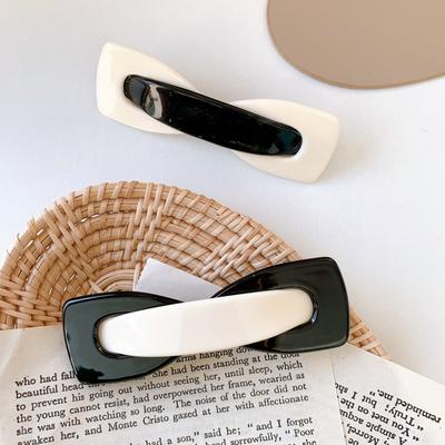New Korean Fashion Simple Spring Clip Hair Accessories Butterfly Shape Black And White One Word Clip Ponytail Clip Hairpins