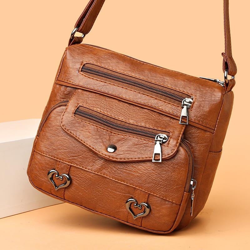 Women Bag Crossbody Bag Soft Leather Versatile Multi-Pocket Shoulder Bag Women Mom Bag Travel Backpack