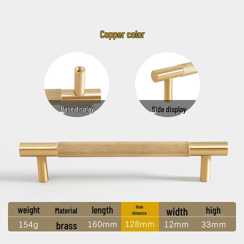 American Style Brass Wardrobe & Cabinet Door Handle - Retro French Copper Design